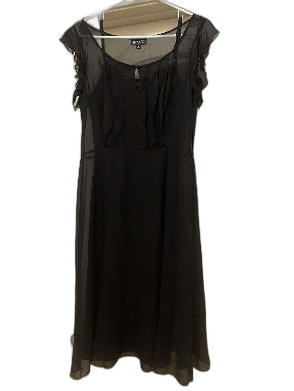 Adrianna Papell Women's Black Dress Size 6, Layered Sheer